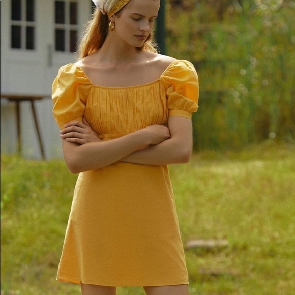 Anthropologie Gathered Puff Sleeve Mini Dress XL - Picture 2 of 6